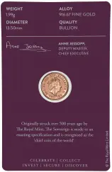 2022 Elizabeth II Platinum Jubilee Gold Bullion Quarter Sovereign - In Sleeve obverse image
