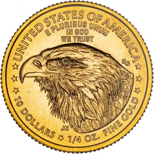 2023 Gold Bullion 0.25 Ounce Eagle Type 2 $1  Coin Single United States of America US Mint rev