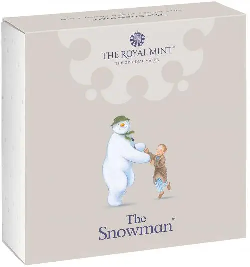2023 Silver Proof Snowman 50 Pence Coloured Proof Coin Front of Box - Rm image
