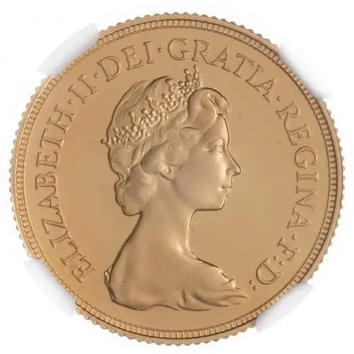 1980 Gold Graded Full Sovereign Elizabeth II  Coin NGC United Kingdom NGC Second Portrait PF 70 ULTRA CAMEO obv