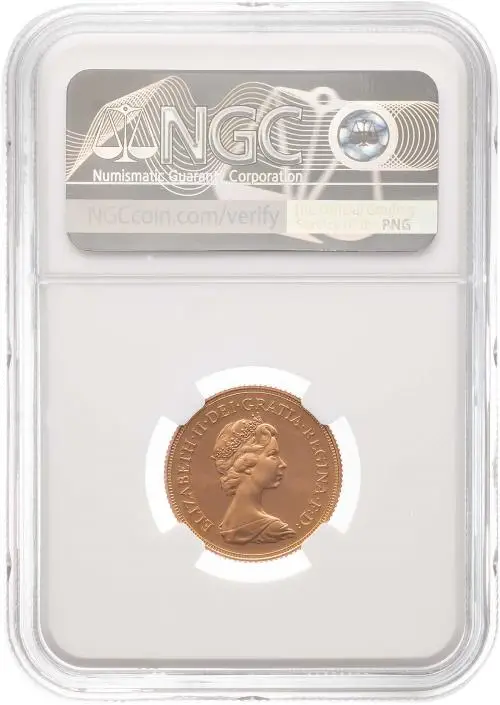1980 Gold Proof Sovereign Elizabeth II NGC PF-70 ULTRA CAMEO obverse crop