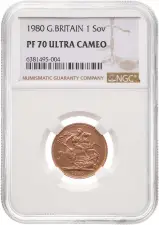 1980 Gold Proof Sovereign Elizabeth II NGC PF-70 ULTRA CAMEO