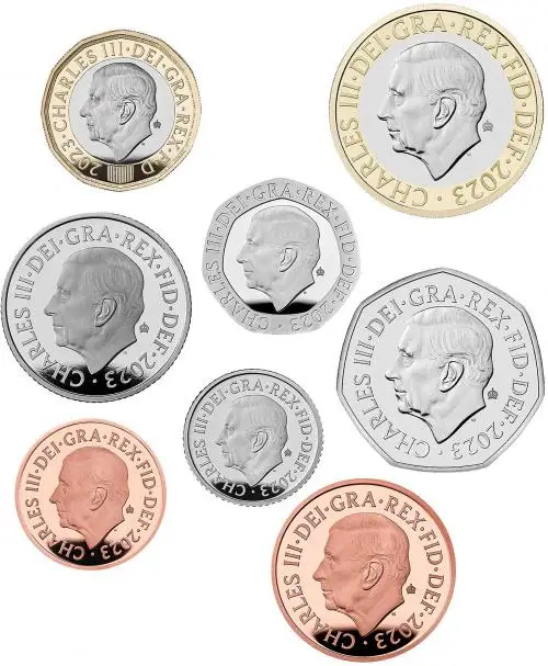2023 King Charles III Base Metal Proof Definitive Annual - 8 Coin Set obverse