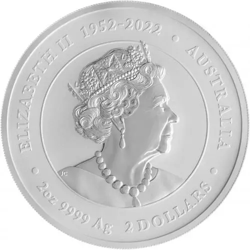 2024 Year of the Dragon Australian Lunar 2 oz Silver Bullion Perth Mint Coin Obverse Chards image