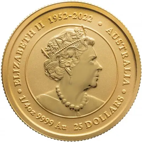 2024 Year of the Dragon Australian Lunar 0.25 oz Gold Bullion Perth Mint Coin Chards Obverse image
