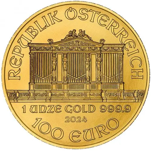 2024 Austrian Philharmonic 1 oz Gold Bullion Coin obverse crop official image