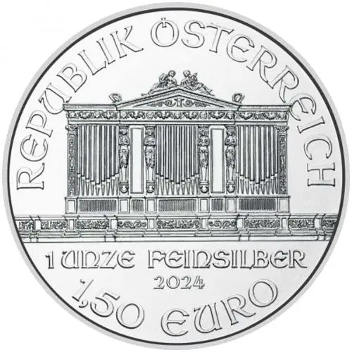 2024 Austrian Philharmonic 1 oz Silver Bullion Coin austrian mint obverse