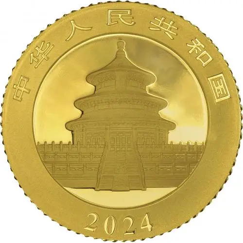 2024 Chinese 1g Panda Gold Bullion Coin chards obverse crop[