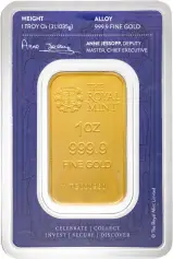 1 Ounce Three Graces Gold Wafer Bar Reverse