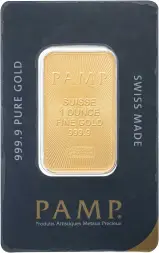 Gold Bullion 1 Ounce Wafer  Bar In Sleeve Pre-Owned Switzerland PAMP Suisse reverse