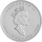 1999 - 2000 Firework Privy Silver Uncirculated 1 Ounce Maple  Coin Single Canada Royal Canadian Mint obverse
