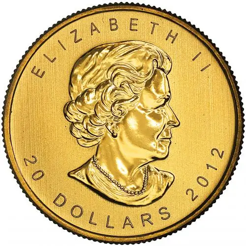 2012 Gold Maple Leaf 0.5 oz Bullion Coin obverse