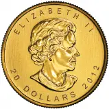 2012 Gold Maple Leaf 0.5 oz Bullion Coin obverse