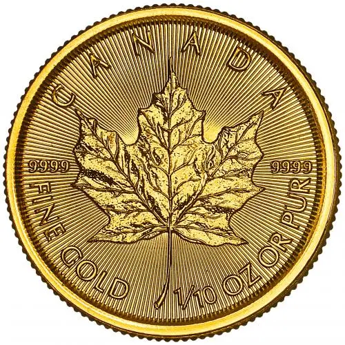 2023 Gold Bullion 0.1 Ounce Maple  Coin  reverse