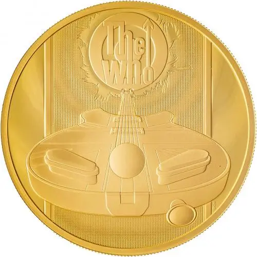 2021 Gold Proof 5 Ounce Music Legends Elizabeth II The Who Pound Sterling £500  Coin Single With Cert With Box United Kingdom The Royal Mint rev
