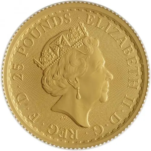 2021 Gold Bullion 0.25 Ounce Britannia Elizabeth II  Coin Blister Pack United Kingdom The Royal Mint obv