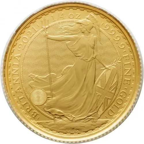 2021 Gold Bullion 0.25 Ounce Britannia Elizabeth II  Coin Blister Pack United Kingdom The Royal Mint rev