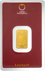 Gold Bullion 5 Gram Wafer KINEBAR  Bar Pre-Owned Austria MÜNZE ÖSTERREICH reverse
