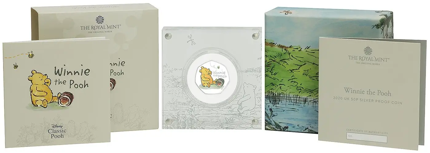 2020 Winnie the Pooh & Friends Silver Proof 'Winnie' 50p Coin display