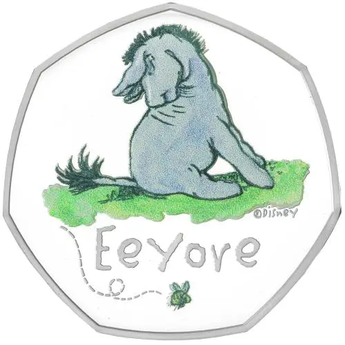 2022 Winnie the Pooh & Friends Silver Proof  'Eeyore' 50p Coin reverse