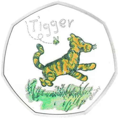 2021 Winnie the Pooh & Friends Silver Proof 'Tigger' 50p Coin reverse