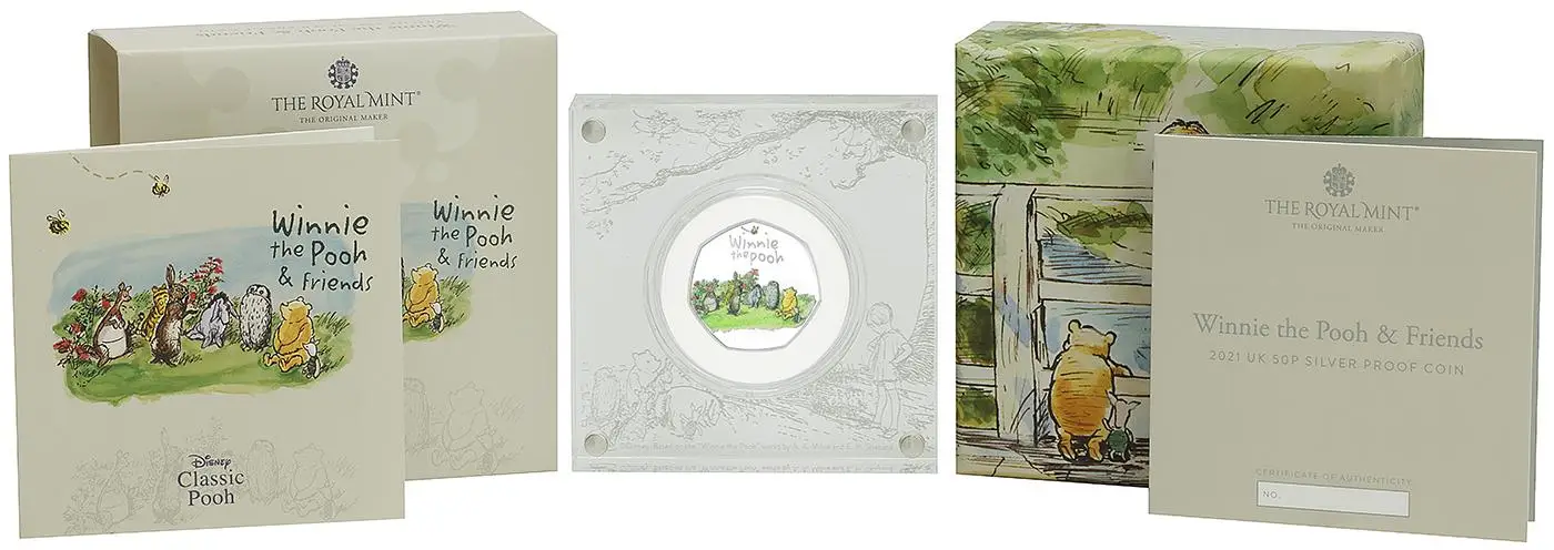 2021 Winnie the Pooh & Friends Silver Proof 50p Coin display