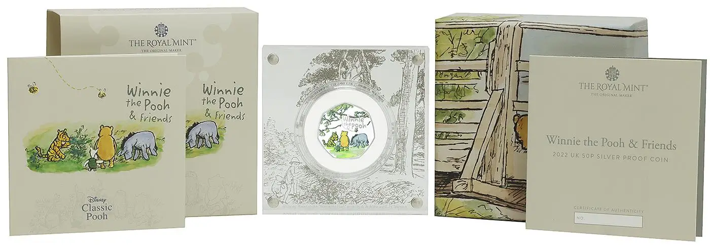 2022 Winnie the Pooh & Friends Silver Proof 50p Coin display
