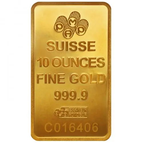 Gold Bullion 10 Ounce Wafer Fortuna  Bar Presentation Case with Cert Pre-Owned Switzerland PAMP Suisse reverse crop