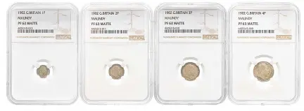1902 PF 61 - 64 MATTE Mixed Proof Sovereign Edward VII Coronation Sovereign and Crown Coin NGC Collectable United Kingdom The Royal Mint 13 Coins Maundy Money