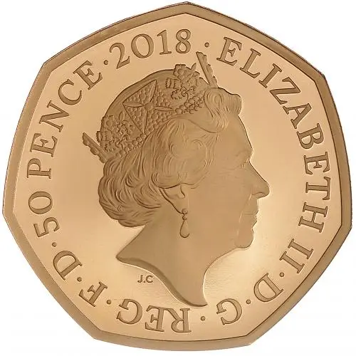 2018 Gold Proof Snowman Elizabeth II Pound Sterling 50 Pence  Coin Single United Kingdom The Royal Mint obverse