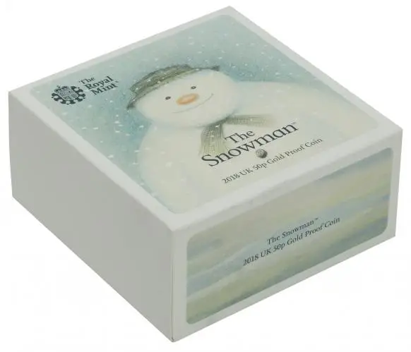 2018 Gold Proof Snowman Elizabeth II Pound Sterling 50 Pence  Coin Single United Kingdom The Royal Mint outer box