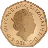 2018 Gold Proof Snowman Elizabeth II Pound Sterling 50 Pence  Coin Single United Kingdom The Royal Mint obverse