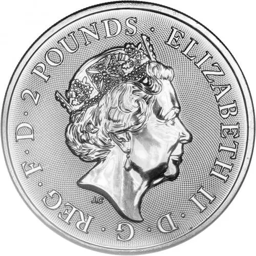 2023 Silver Bullion 1 Ounce Myths & Legends Elizabeth II King Arthur Pound Sterling  Coin Single United Kingdom The Royal Mint obverse