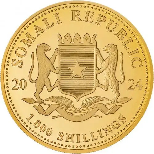 2024 Somalia Elephant 1 oz Gold Bullion Coin reverse