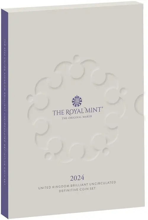 The 2024 United Kingdom Base Metal BU Definitive - 8 Coin Set Box Designs -TRM images