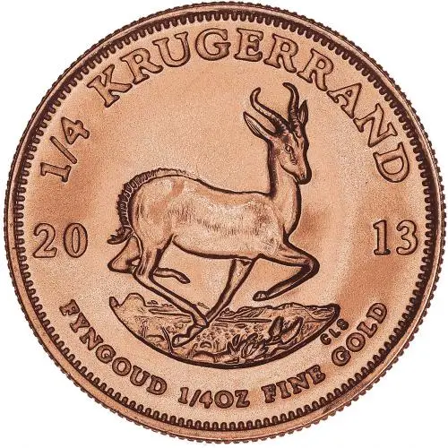 2013 Gold 0.25 Ounce Krugerrand  Coin Single South Africa South African Mint reverse chards image crop