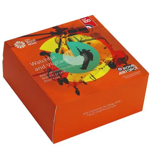 2018 RAF Centenary 'Sea King' £2 Gold Proof Coin box