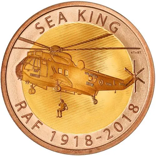 2018 RAF Centenary 'Sea King' £2 Gold Proof Coin reverse