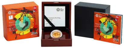 2018 RAF Centenary 'Sea King' £2 Gold Proof Coin display