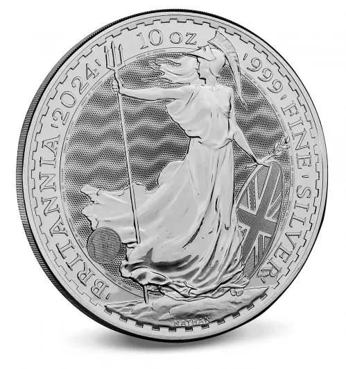 2024 Britannia 10 oz Silver Bullion Coin reverse side view