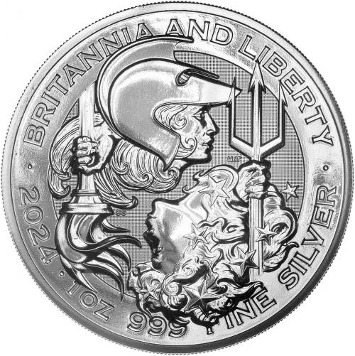 2024 Britannia and Liberty 1oz 1オンス銀貨 2024 1oz Britannia & Liberty Silver Coin | Chards