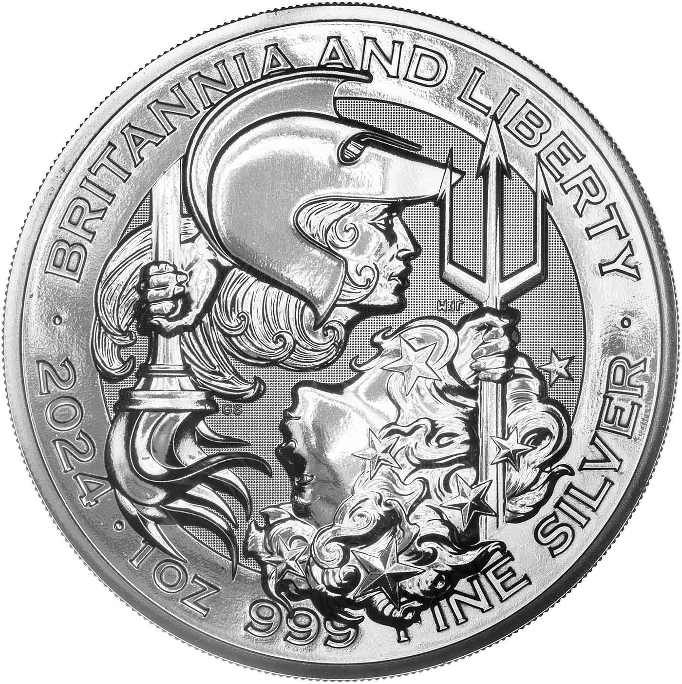 1オンス 2024 Britannia and Liberty 1oz 銀貨 2024 1oz Britannia & Liberty Silver Coin | Chards