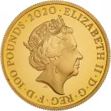 2020 Gold Proof 1 Ounce Music Legends Elizabeth II David Bowie Pound Sterling £100 Coin Single Without Box Without Cert United Kingdom The Royal Mint obv