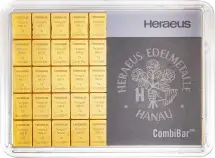 50 x 1g Combibar Gold Heraeus Bullion Bars Pre-Owned 