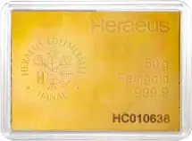 50 x 1g Combibar Gold Bullion 50 Gram  Bar In Sleeve Pre-Owned Germany Heraeus reverse