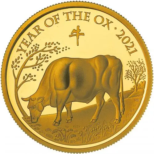 2021 Gold 1 oz Lunar Royal Mint 'Year of the Ox' Coin in Capsule reverse