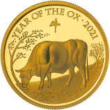 2021 Gold 1 oz Lunar Royal Mint 'Year of the Ox' Coin in Capsule