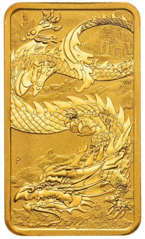 2023 Australian Dragon 1 oz Rectangular $100 Gold Coin Bar reverse