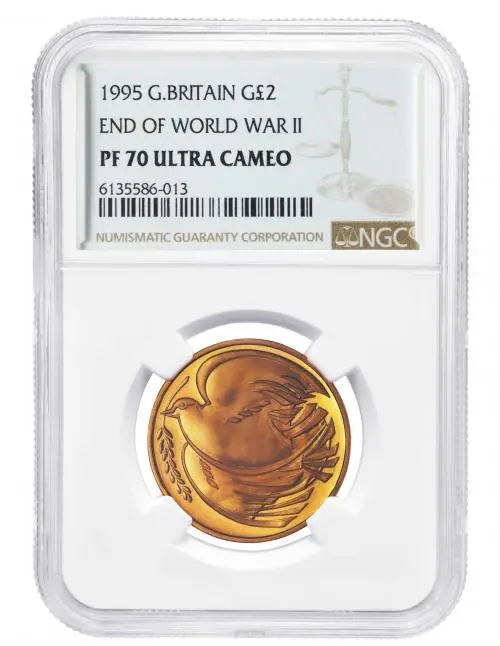 1995 Proof 'Dove of Peace' £2 Gold Coin - NGC PF-70 Ultra Cameo reverse