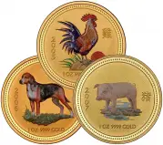 0.5 oz Gold Coloured Lunar Coins - Minty